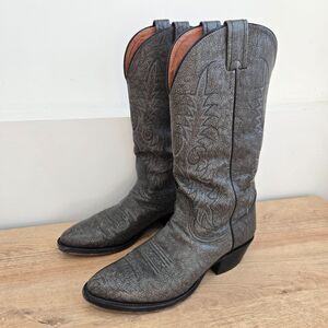 Vtg Nocona Gray Kangaroo Leather Western Cowboy Boots Men 8B USA Made Exotic